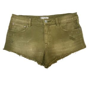 Free People High Rise Irreplaceable Shorts Women's Size 27 Army Green Denim